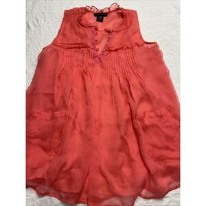 Elena Solano Silk Tunic SM Sleeveless pockets Lined smocked